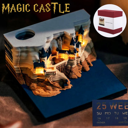 Magisches Schloss 3D Kalender 2024 mit Beleuchtung
